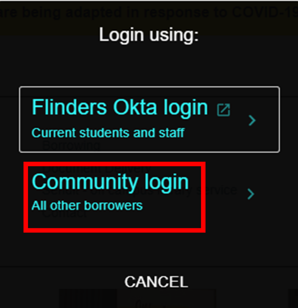 Community login link