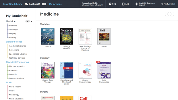 Image of My Bookshelf in Browzine